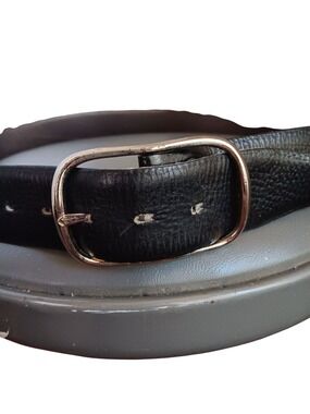 Reversible Vintage Men's Belt 40 1970's Black & Brown Leather Chrome Buckle USA